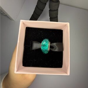 Retired Pandora Teal Faceted Murano Glass Charm